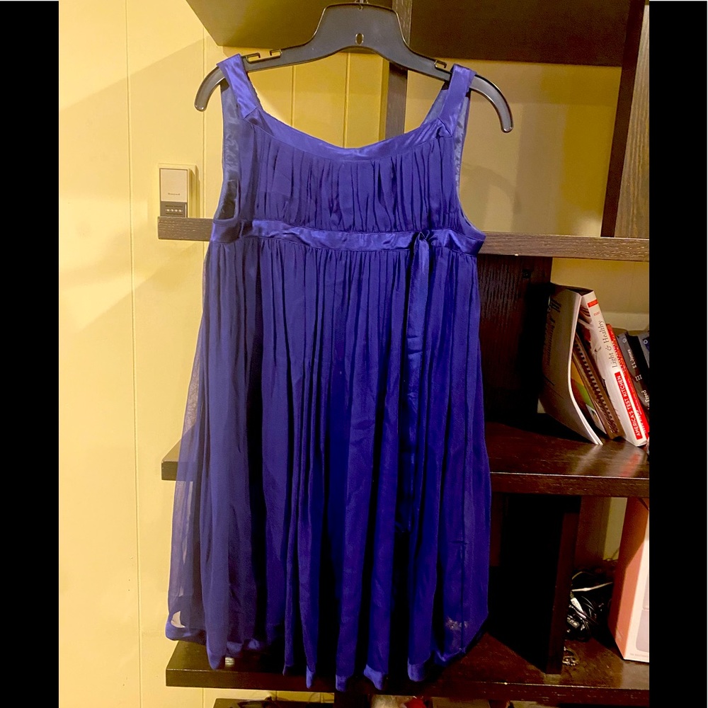 Royal blue silk babydoll dress NWT